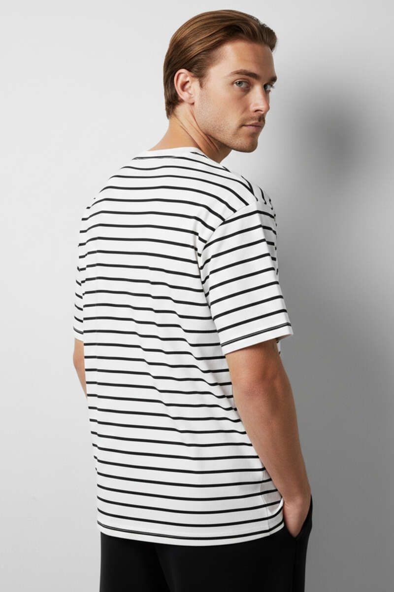 Çizgili Oversize Erkek T-shirt