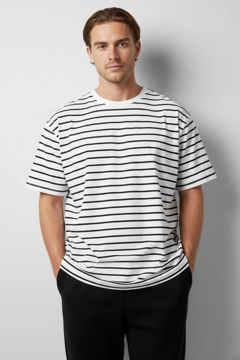 Çizgili Oversize Erkek T-shirt