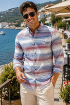 Çizgili Uzun Kol Slim Fit Erkek Gömlek