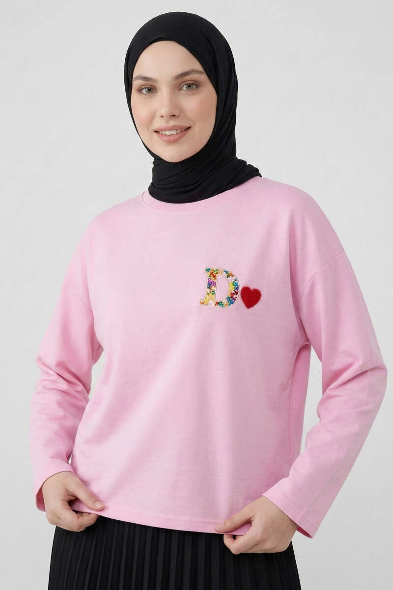 D Logolu Kalp Armalı Tunik