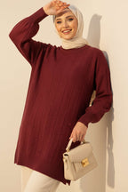 Damla Kabartmalı Yumoş Triko Tunik