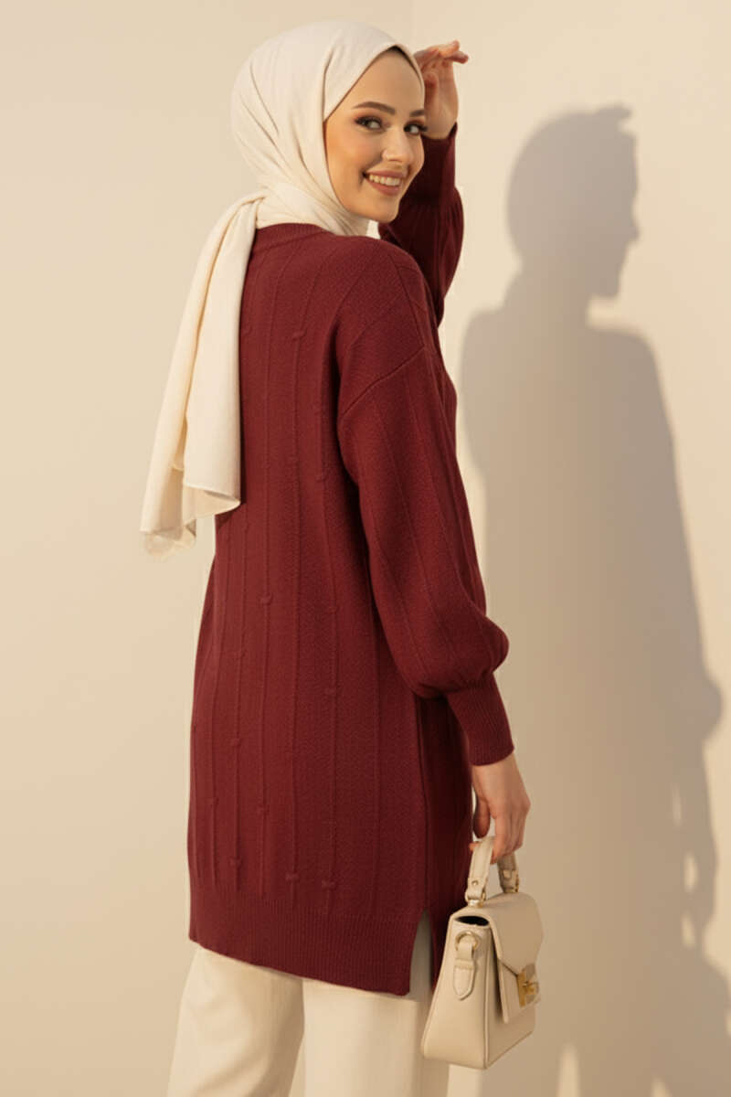 Damla Kabartmalı Yumoş Triko Tunik