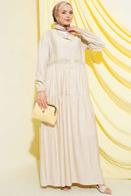 Dantel Şerit Detaylı Düğmeli Kat Elbise