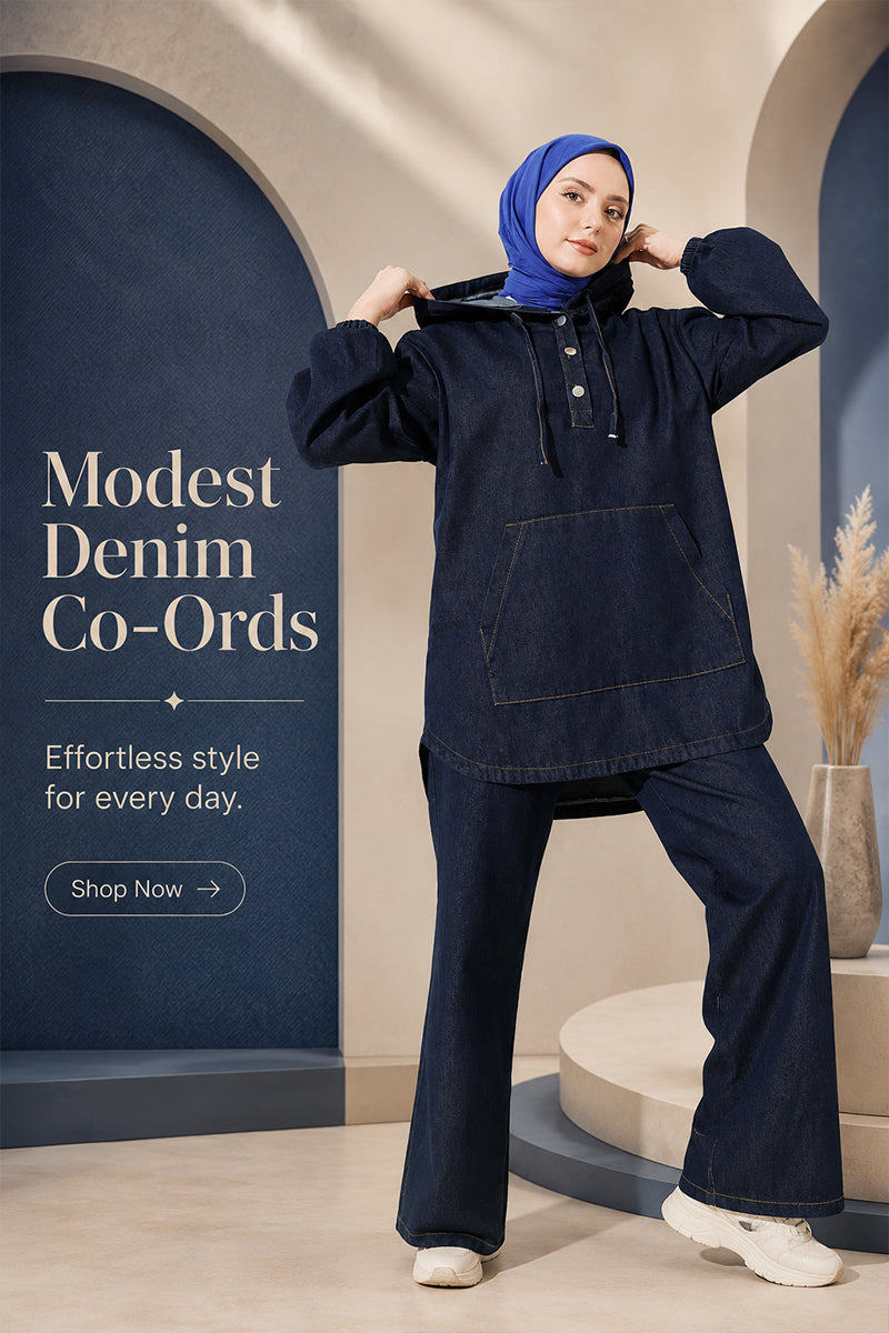 modest denim co-ords