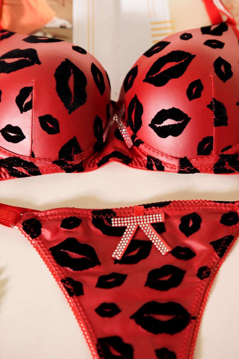 Leather Look Supported Bra Set