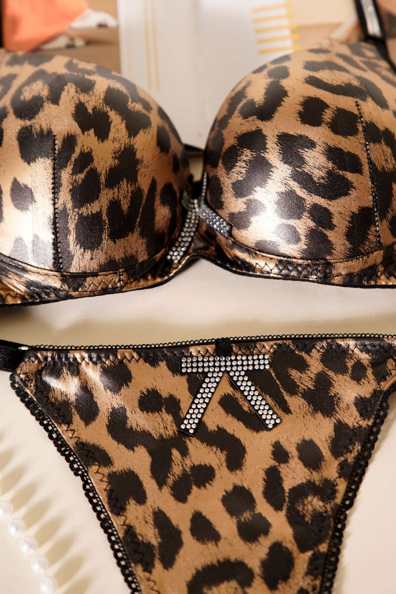 Leather Look Supported Bra Set