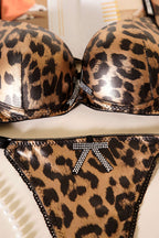 Leather Look Supported Bra Set