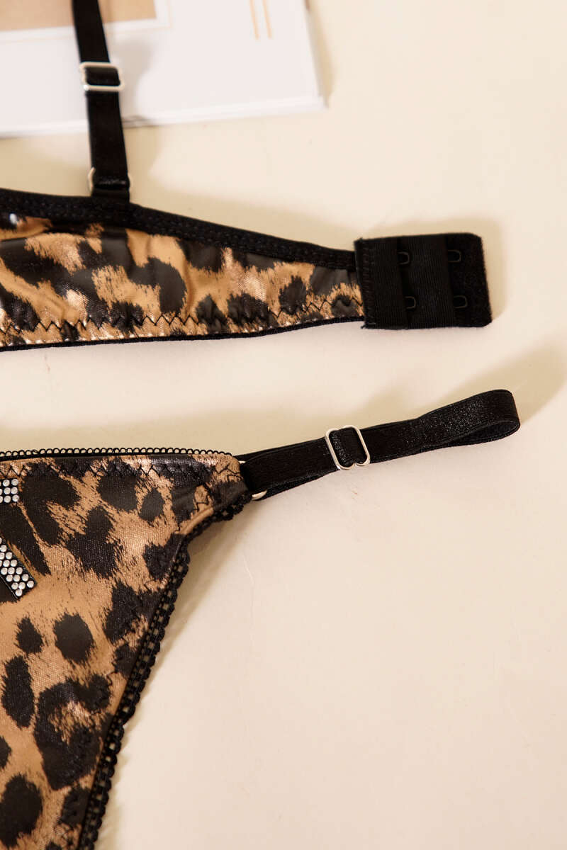 Leather Look Supported Bra Set