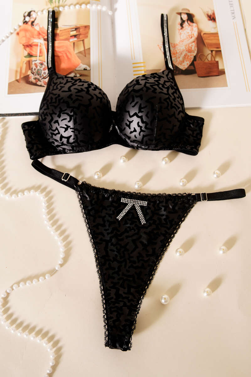 Leather Look Supported Bra Set
