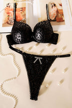 Leather Look Supported Bra Set