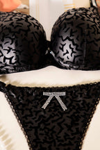 Leather Look Supported Bra Set