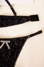Leather Look Supported Bra Set