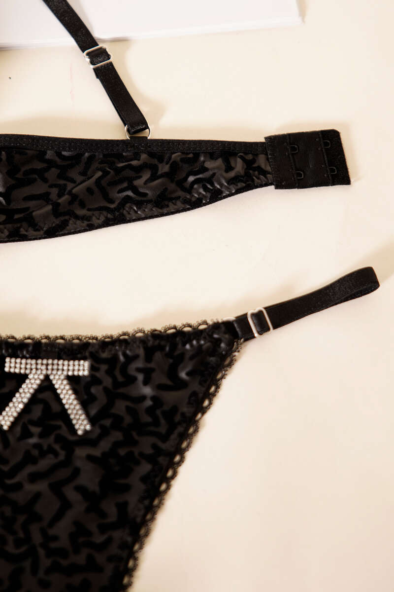 Leather Look Supported Bra Set