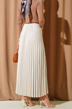 Deri Görünümlü Pileli Etek