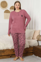 Desenli Büyük Beden Pijama Takımı