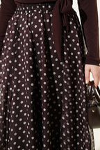 Desenli Dikişli Asimetrik Şifon Etek