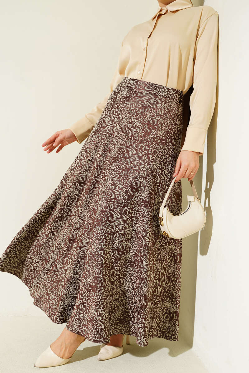 Desenli Fermuarlı Saten Etek Главное изображение товара