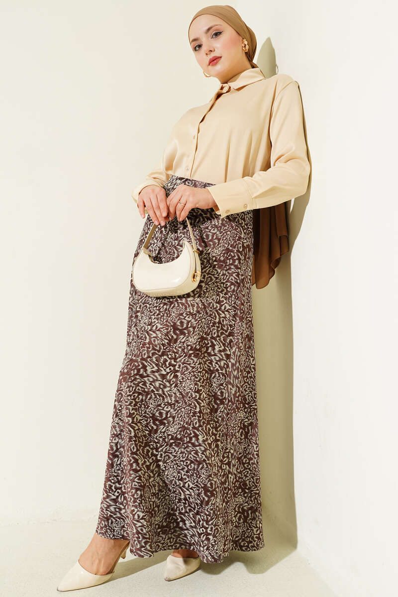 Satin Skirt with Patterned Zip Fastening Второстепенное изображение товара