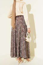 Desenli Fermuarlı Saten Etek
