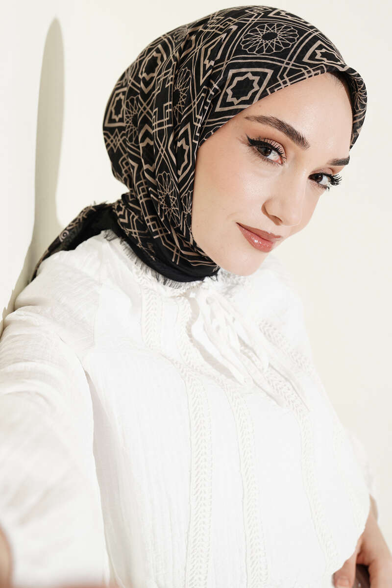Desenli Flamu Cotton Eşarp Asorti 10