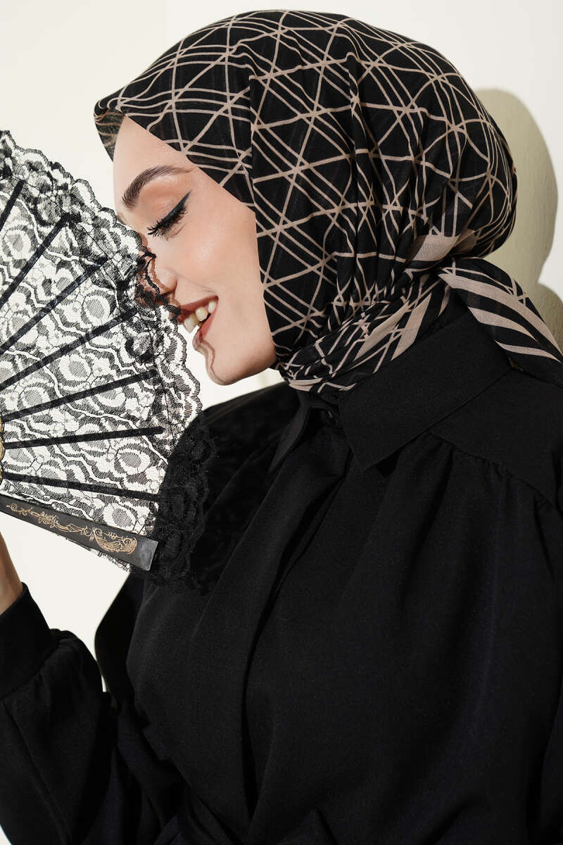 Desenli Flamu Cotton Eşarp Asorti 1