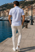 Desenli Kısa Kol Slim Fit Erkek Gömlek