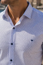 Desenli Kısa Kol Slim Fit Erkek Gömlek