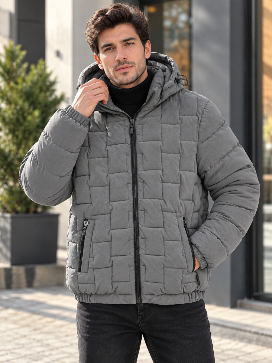 Patterned Sleeve Elastic Men's Coat Fume