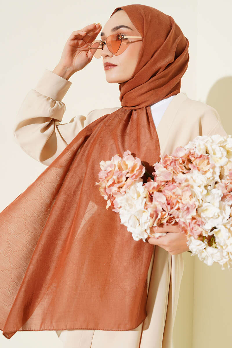 Desenli Monogram Şal