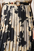 Desenli Pileli Beli Lastikli Etek