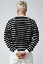 Desenli Polo Yaka Örme Erkek Sweatshirt