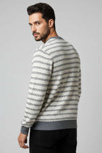 Desenli Polo Yaka Örme Erkek Sweatshirt