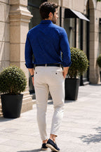 Desenli Slim Fit Uzun Kol Erkek Gömlek Lacivert