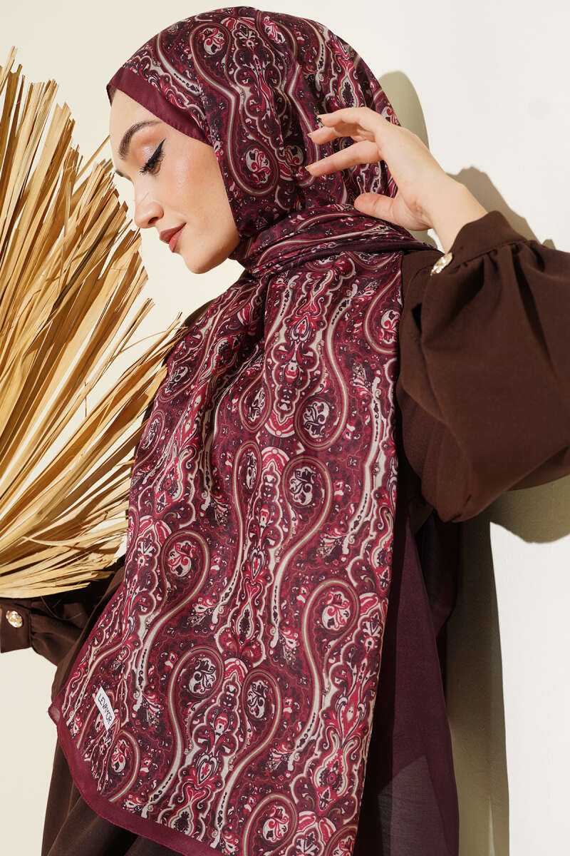 Desenli Soft Bordo Serisi Şal Asorti 1