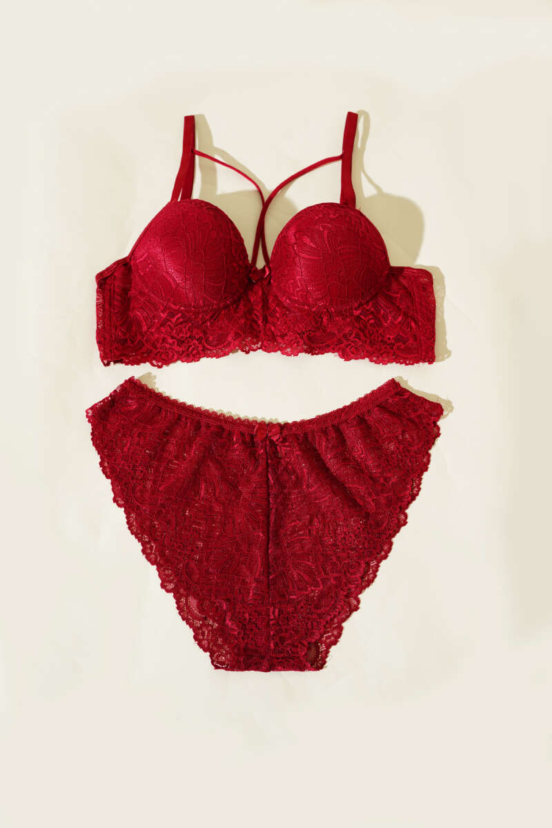 Destekli Çapraz İpli Bralet Sütyen Takım
