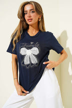 Kurdele Güpürlü T-shirt Lacivert