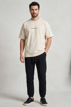 Difficulty Ön Ve Arka Baskılı Oversize Erkek T-shirt Kemik