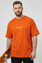Difficulty Ön Ve Arka Baskılı Oversize Erkek T-shirt Kiremit