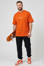 Difficulty Ön Ve Arka Baskılı Oversize Erkek T-shirt Kiremit