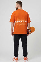 Difficulty Ön Ve Arka Baskılı Oversize Erkek T-shirt Kiremit