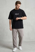 Difficulty Ön Ve Arka Baskılı Oversize Erkek T-shirt Siyah