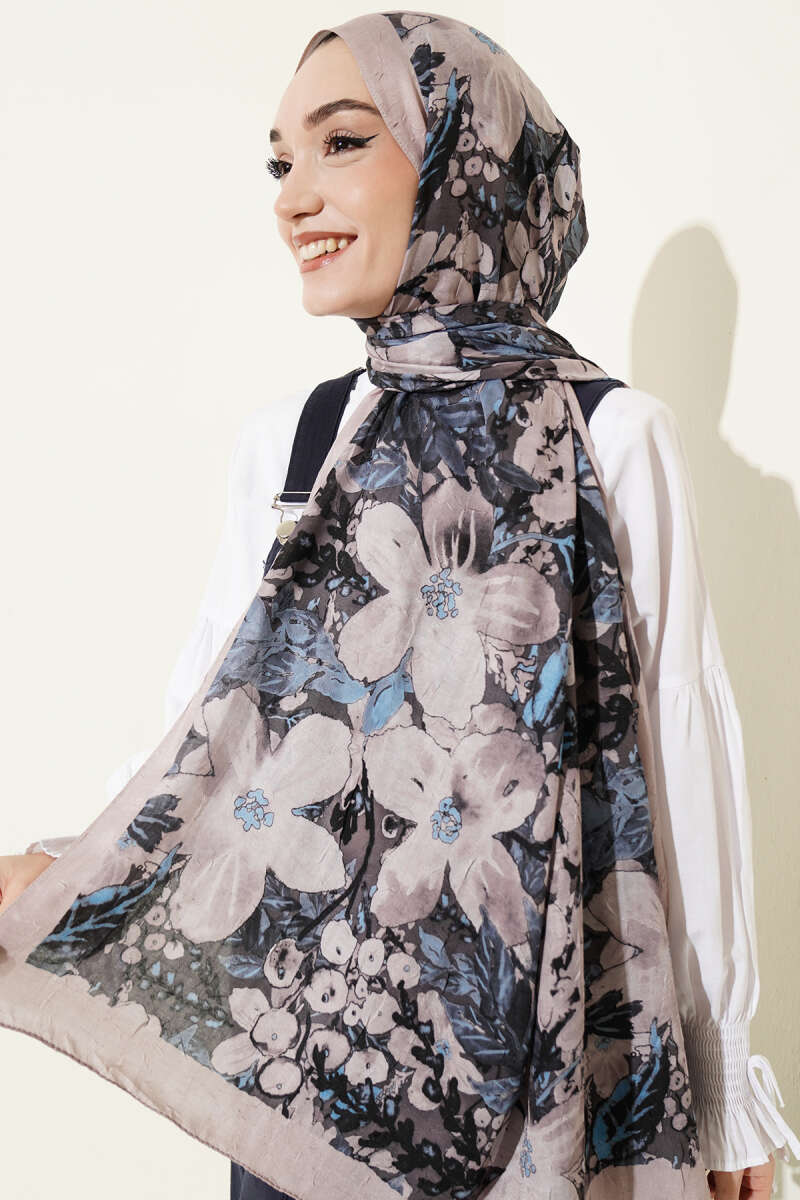 Dijital Baskılı Floral Bambu Şal
