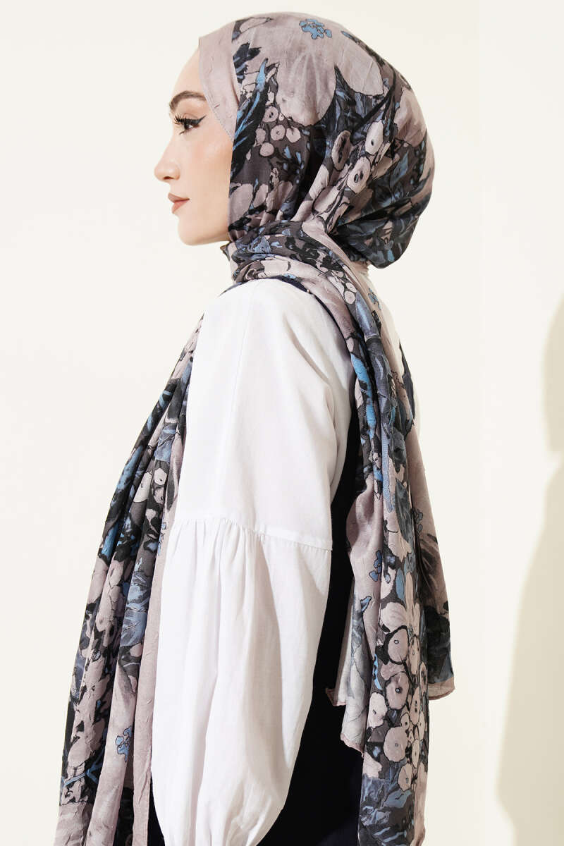 Dijital Baskılı Floral Bambu Şal