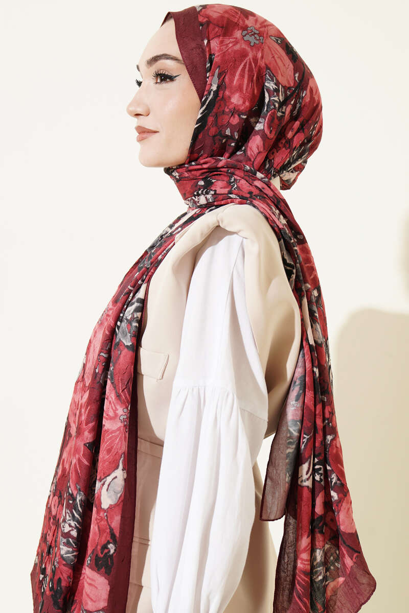 Dijital Baskılı Floral Bambu Şal