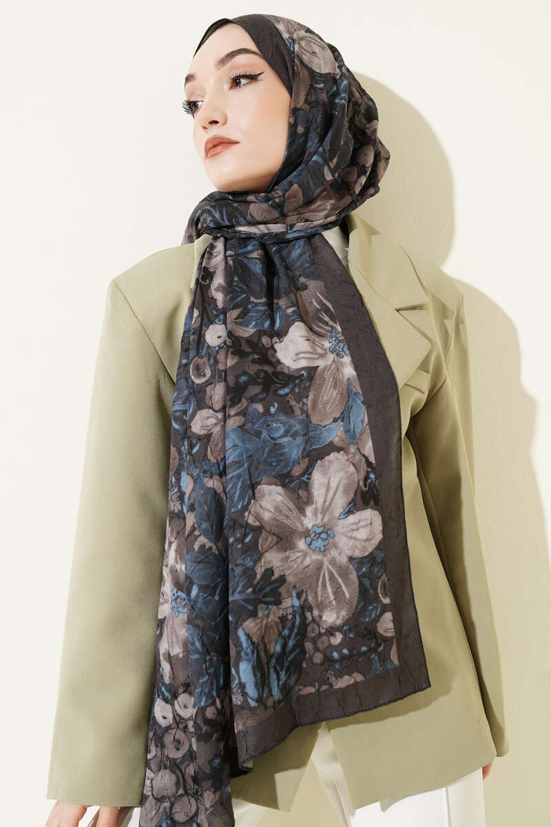 Dijital Baskılı Floral Bambu Şal