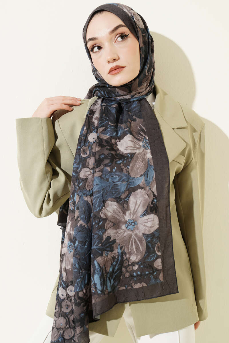 Dijital Baskılı Floral Bambu Şal