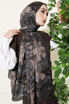 Dijital Baskılı Floral Bambu Şal Haki