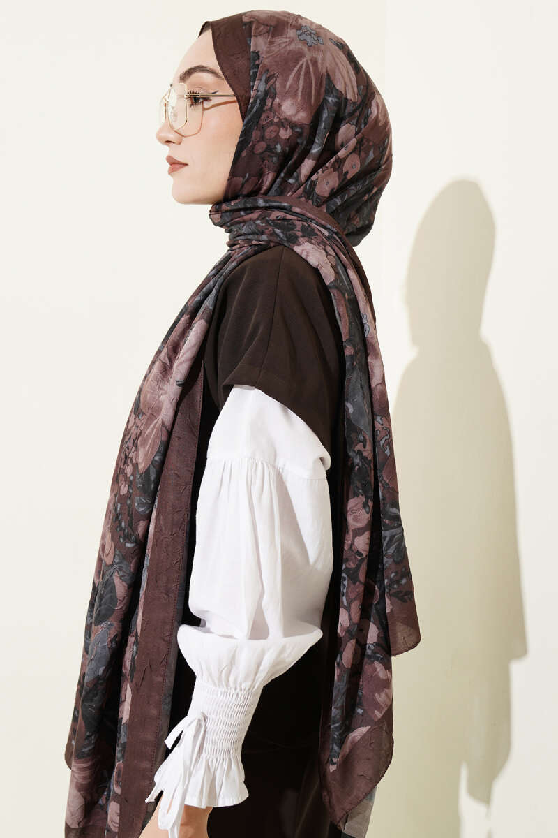 Dijital Baskılı Floral Bambu Şal