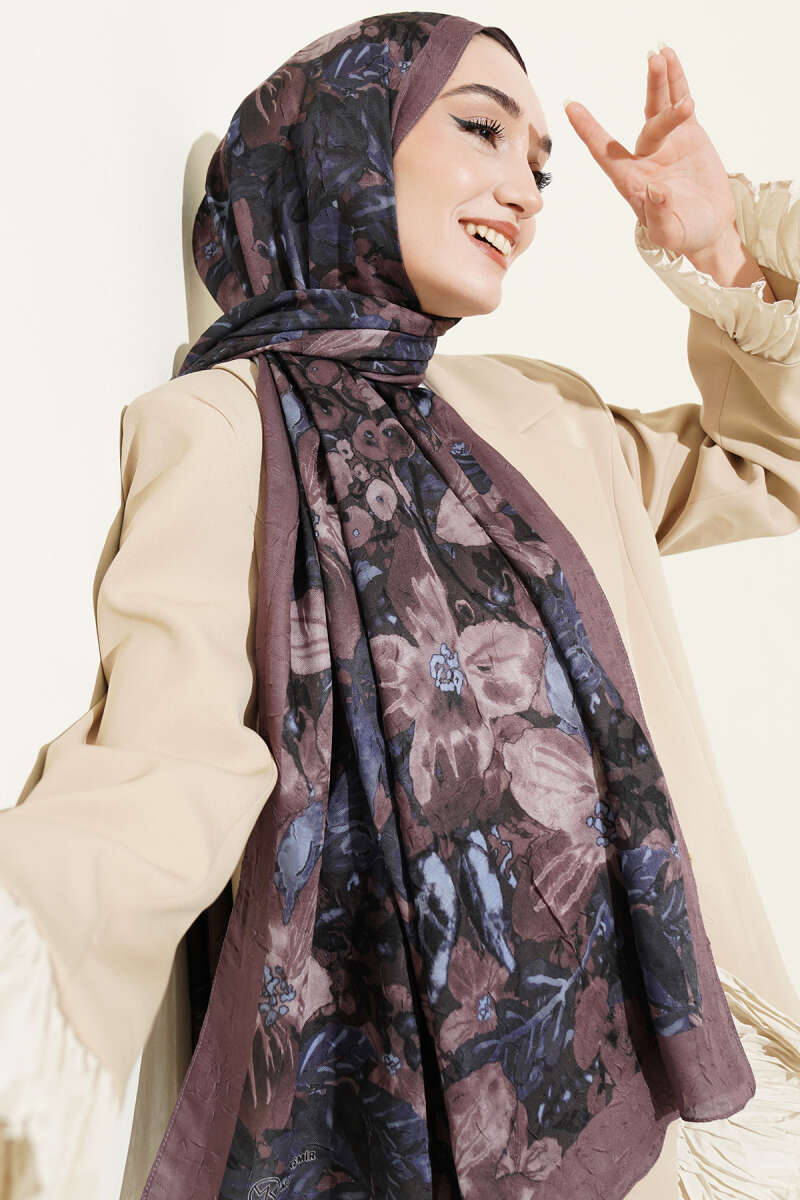 Dijital Baskılı Floral Bambu Şal