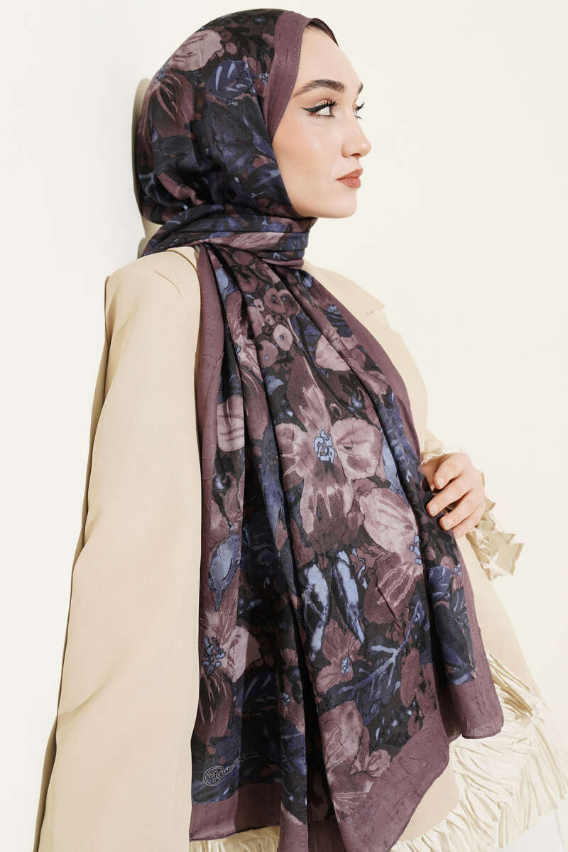 Dijital Baskılı Floral Bambu Şal